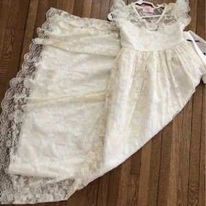 Beautiful ivory lace maxi or midi dress size 12 special occasion